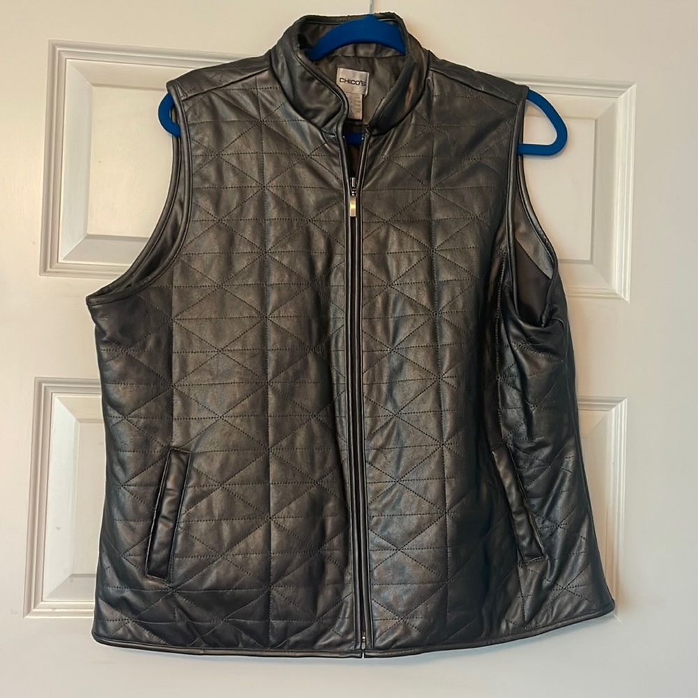 Chico’s pleather vest - pewter color